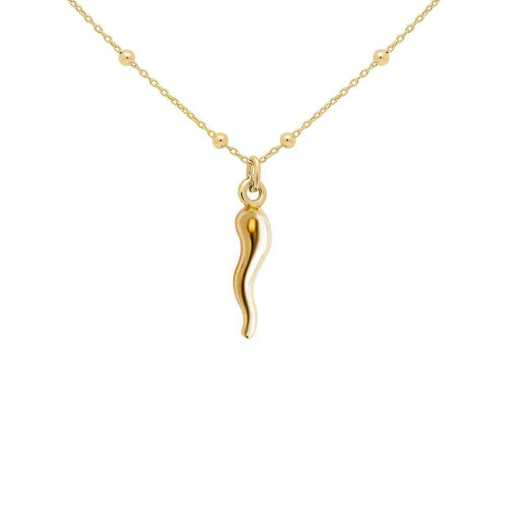 FRONAY 14k Gold Plated Sterling Silver Italian Horn Necklace for Women | Good - Picture 1 of 5